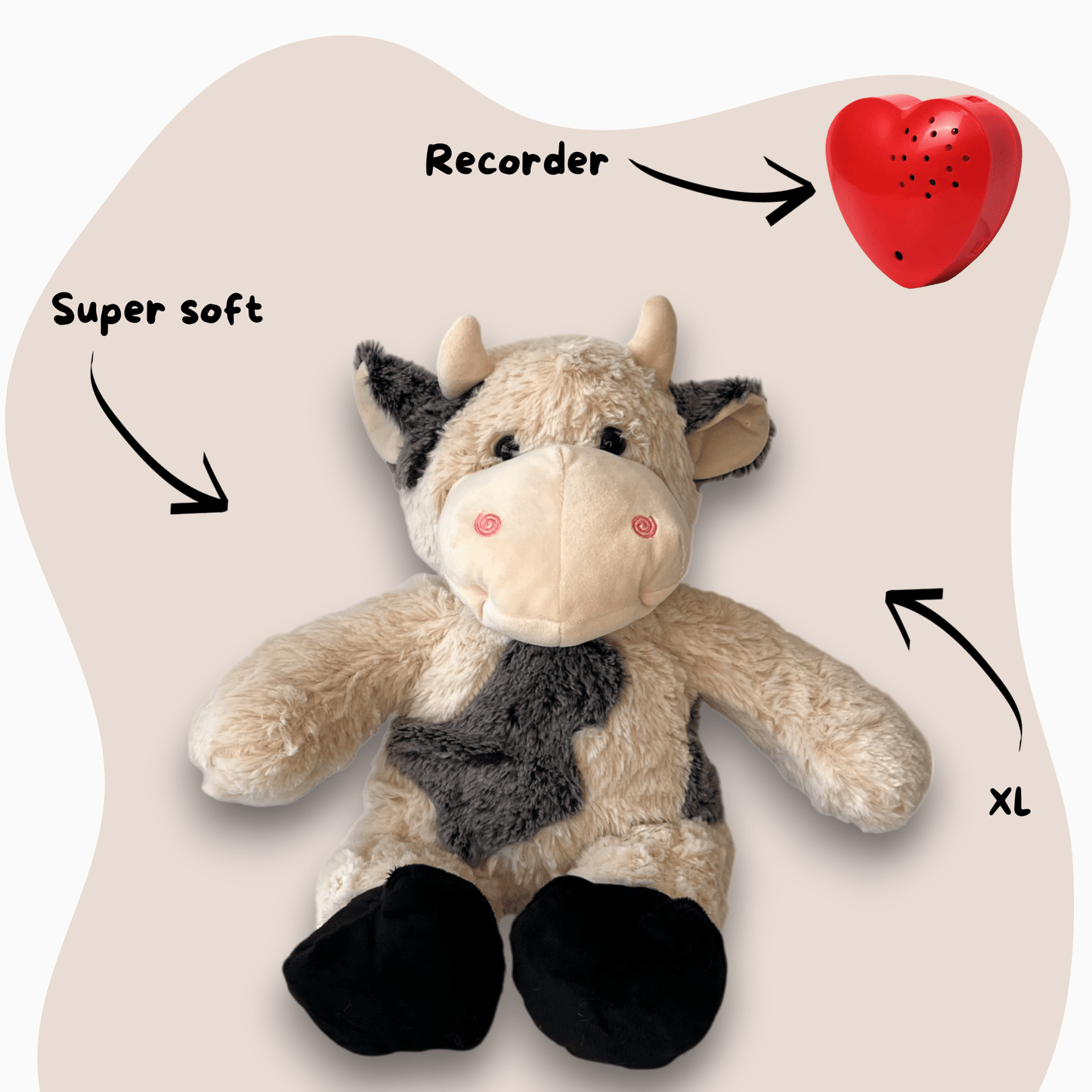 Personalize the Cow Cuddly Toy with a recorded message
