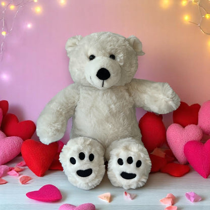 White cuddly bear with voice recording