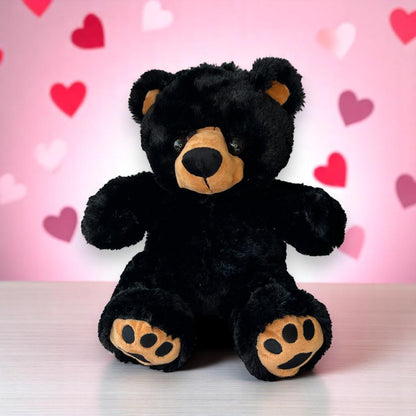 Dark cuddly bear with recorded message