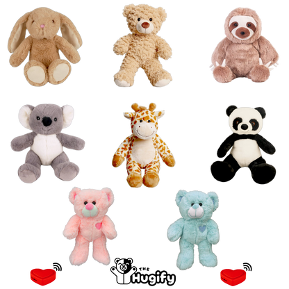 Roze knuffelbeer met voicerecorder hartje The Hugify